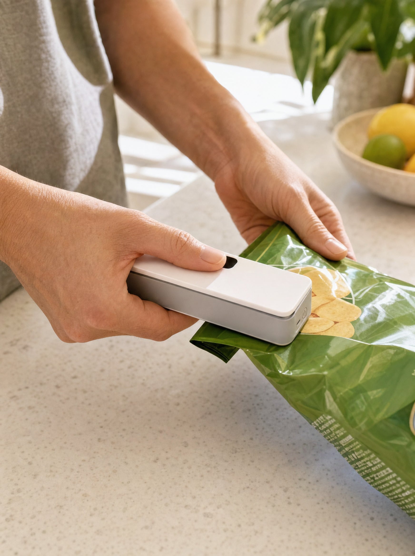 Sealed shut in seconds, straight off the counter.