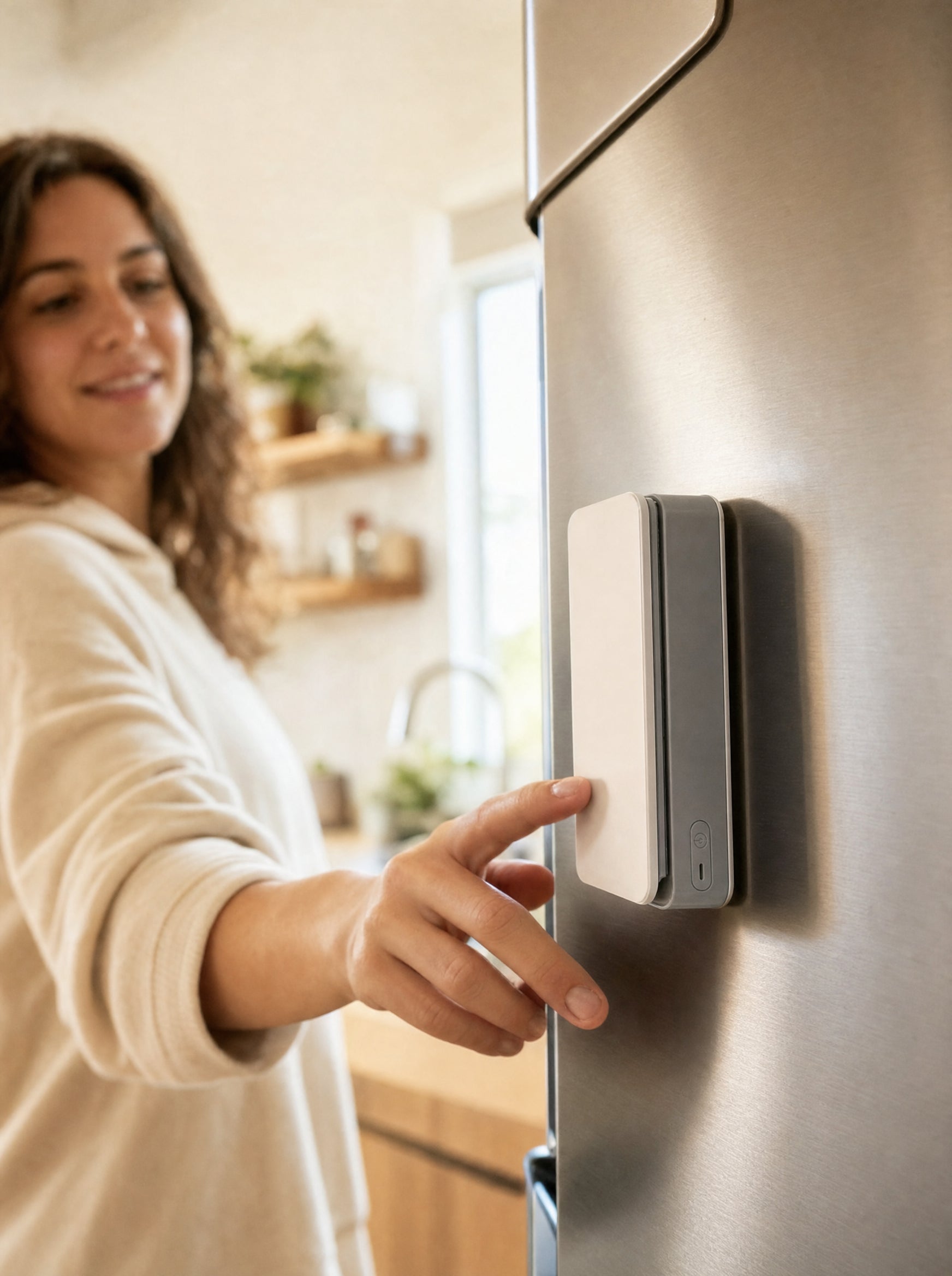 Stays put on the fridge door, ready whenever you need it.